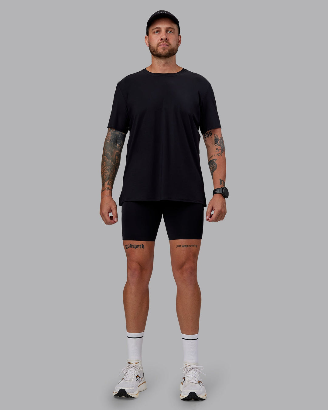 Man wearing Race Day Short Tight 8&quot; in Black | Size:M