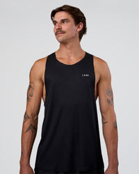 Man wearing Race Day Tank - Black-White | Model:Konnor | Size:M