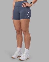 Woman wearing Rep Ultra High-Rise 4" Short Pockets - Night Shadow-White | Model:Amy | Size:M