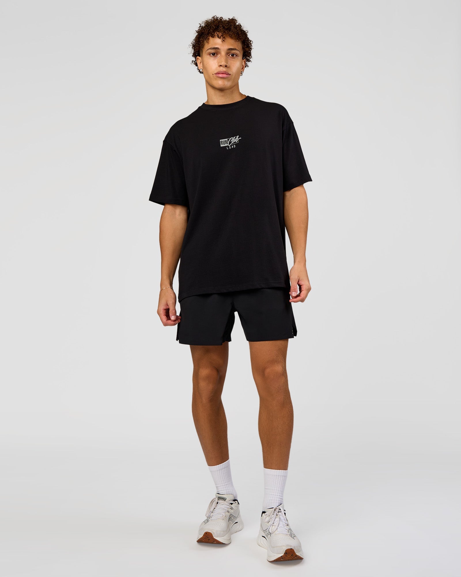Run Club Script FLXCotton Oversized Tee - Black-Alloy | LSKD – LSKD US