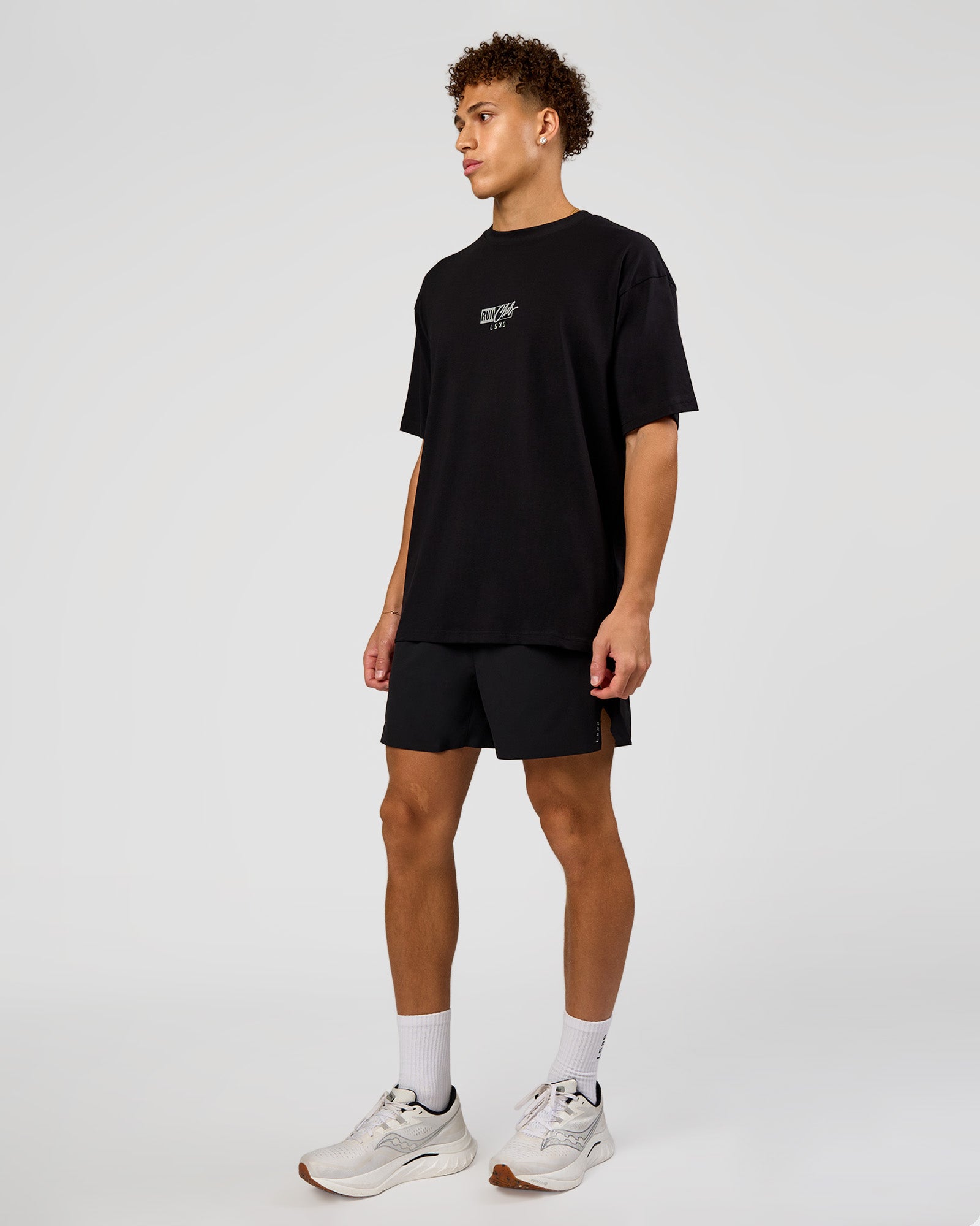 Run Club Script FLXCotton Oversized Tee - Black-Alloy | LSKD – LSKD US