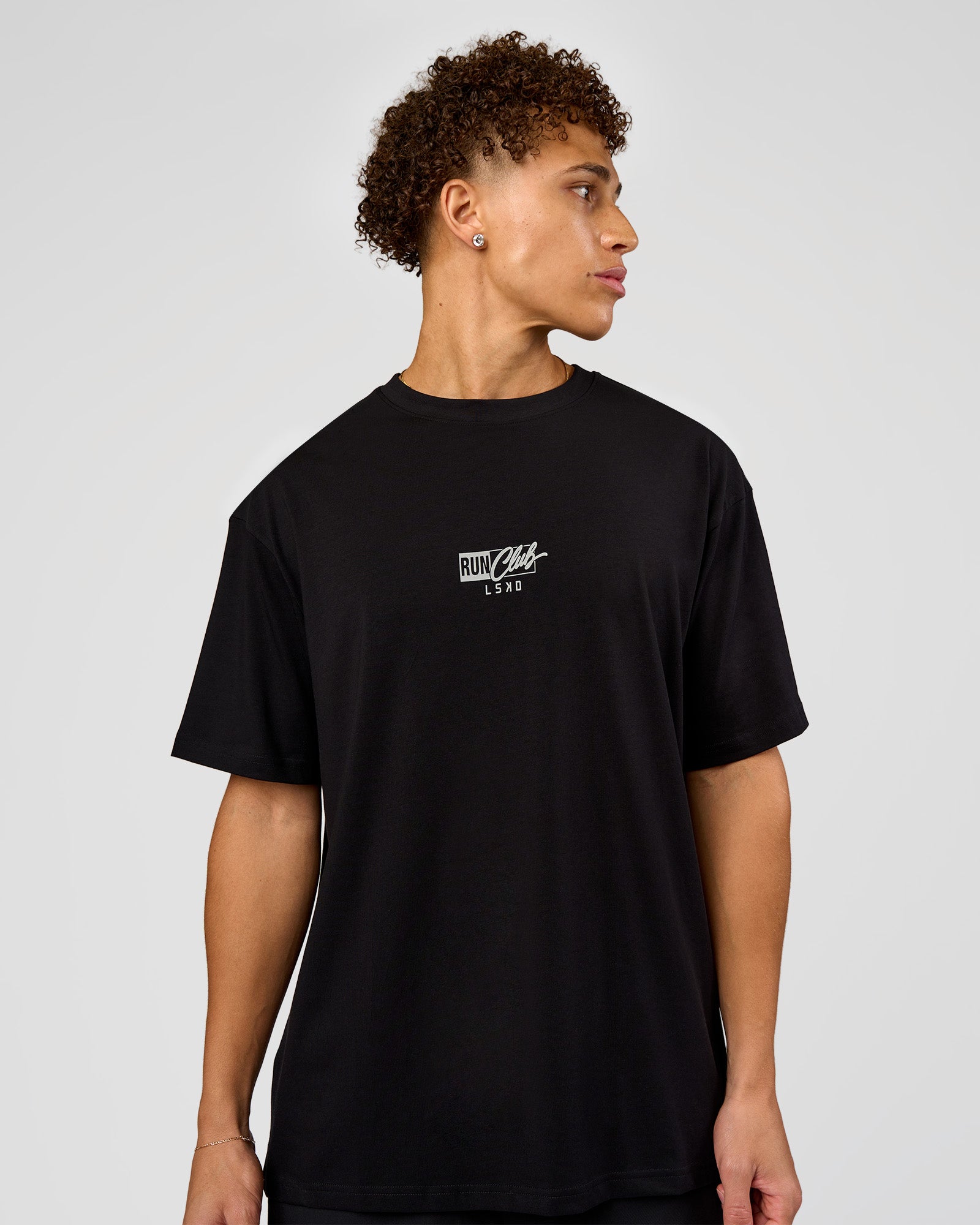 Run Club Script FLXCotton Oversized Tee - Black-Alloy | LSKD – LSKD US