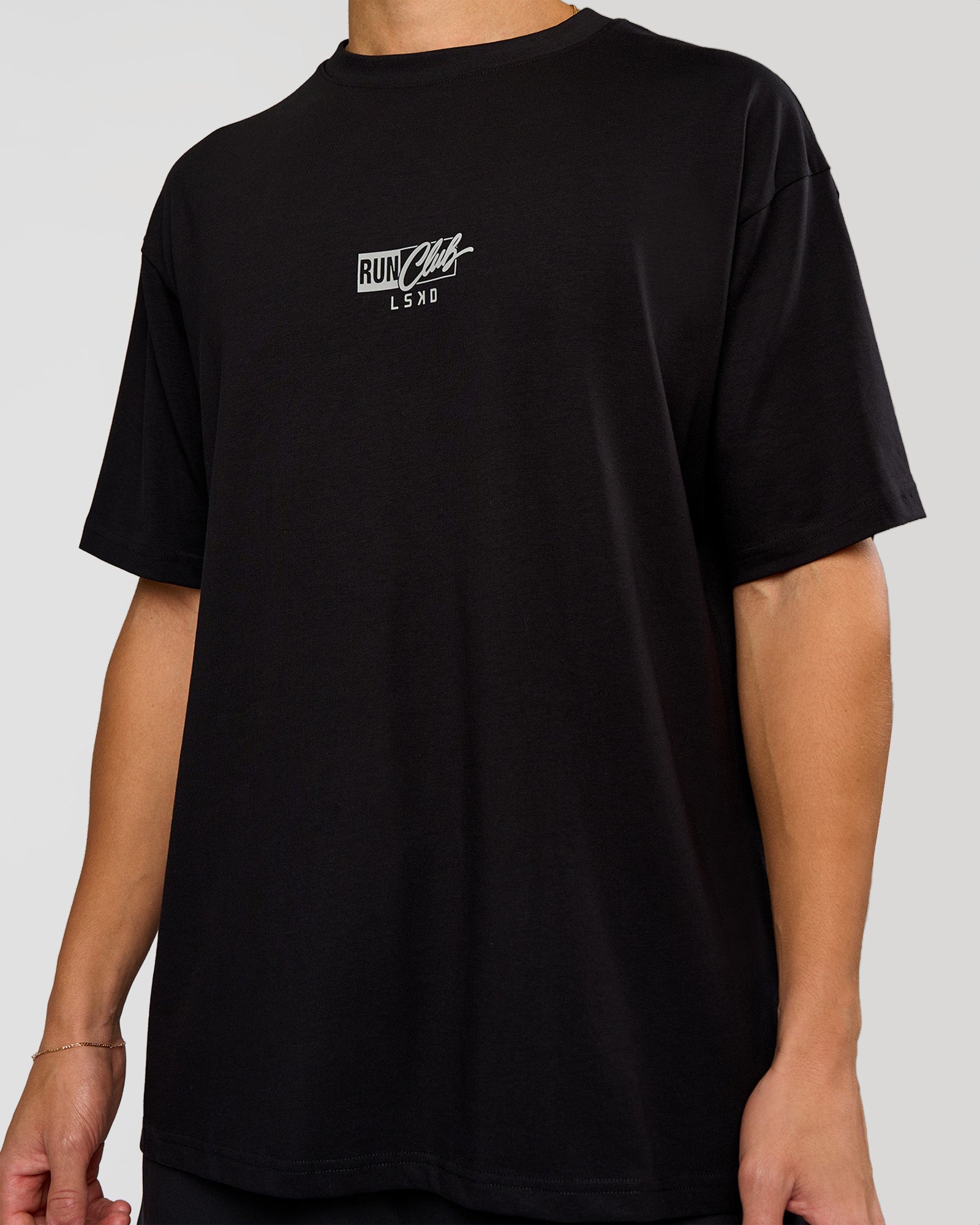 Run Club Script FLXCotton Oversized Tee - Black-Alloy | LSKD – LSKD US