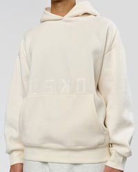 Man wearing Shadow Mode Oversized Hoodie - Off White | Model:Leandro | Size:M