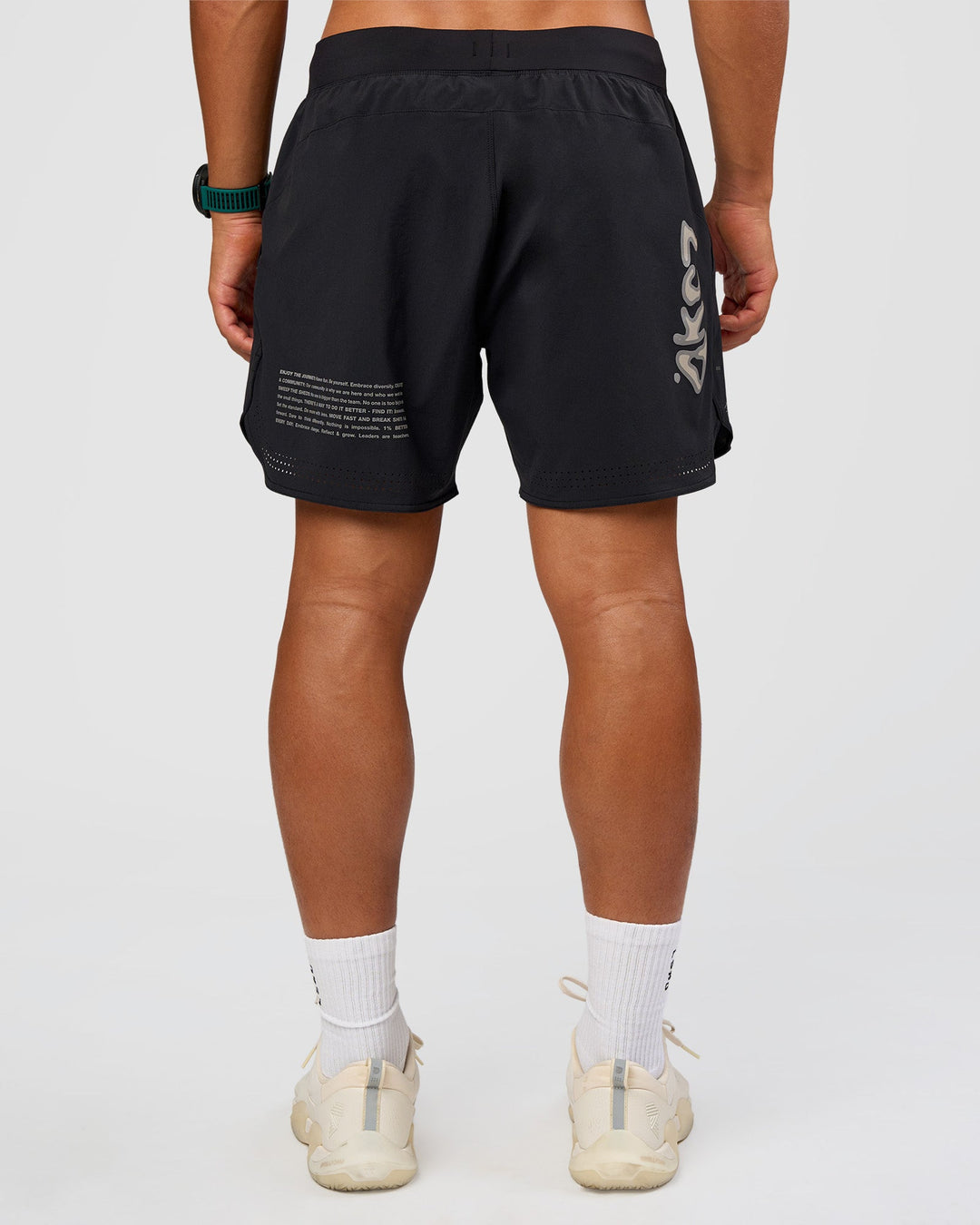 Man wearing Static Grit Lift 6" Short - Black-Alloy | Model:George | Size:M