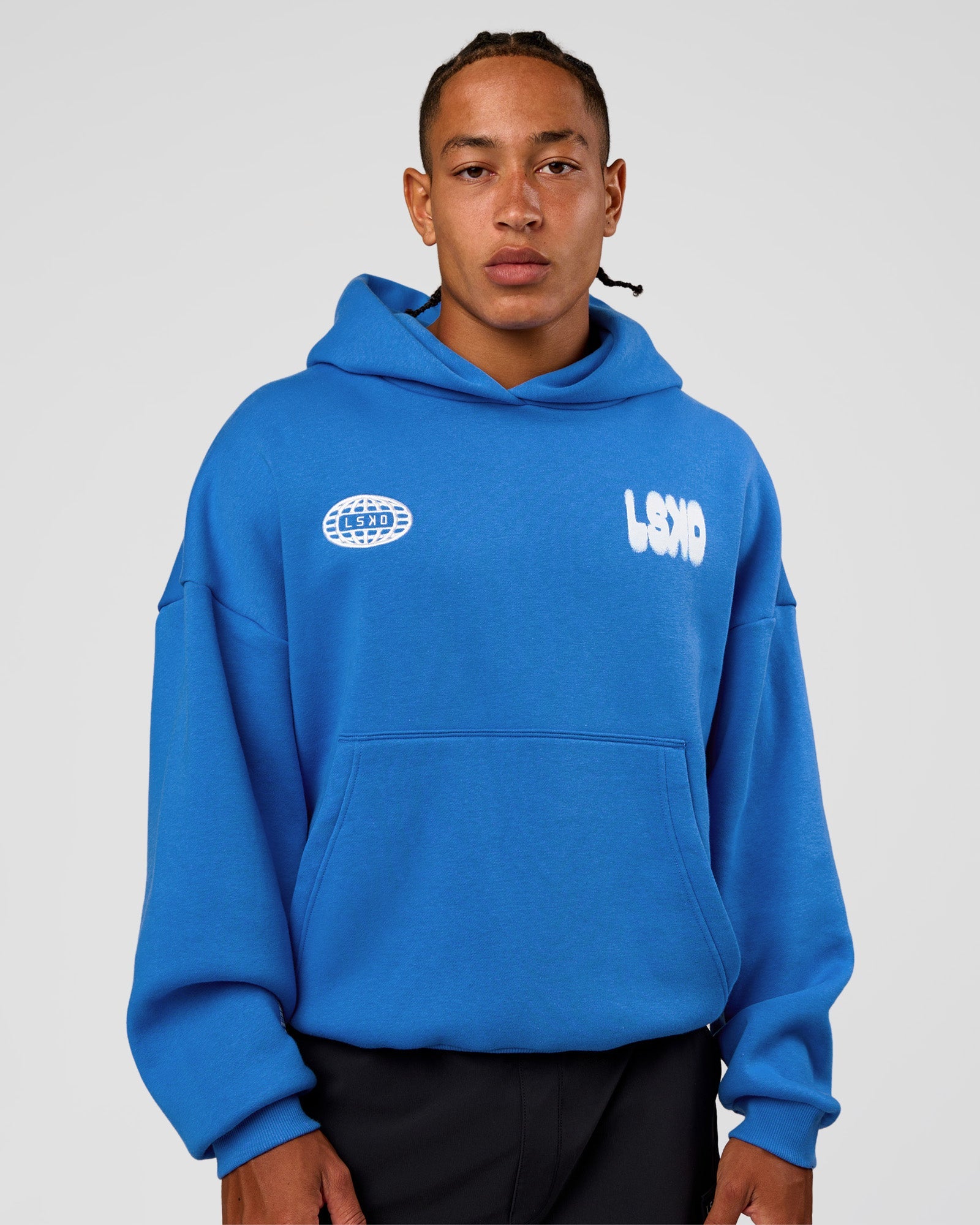 Static Grit Unisex Boxy Hoodie - Palace Blue-White | LSKD – LSKD US