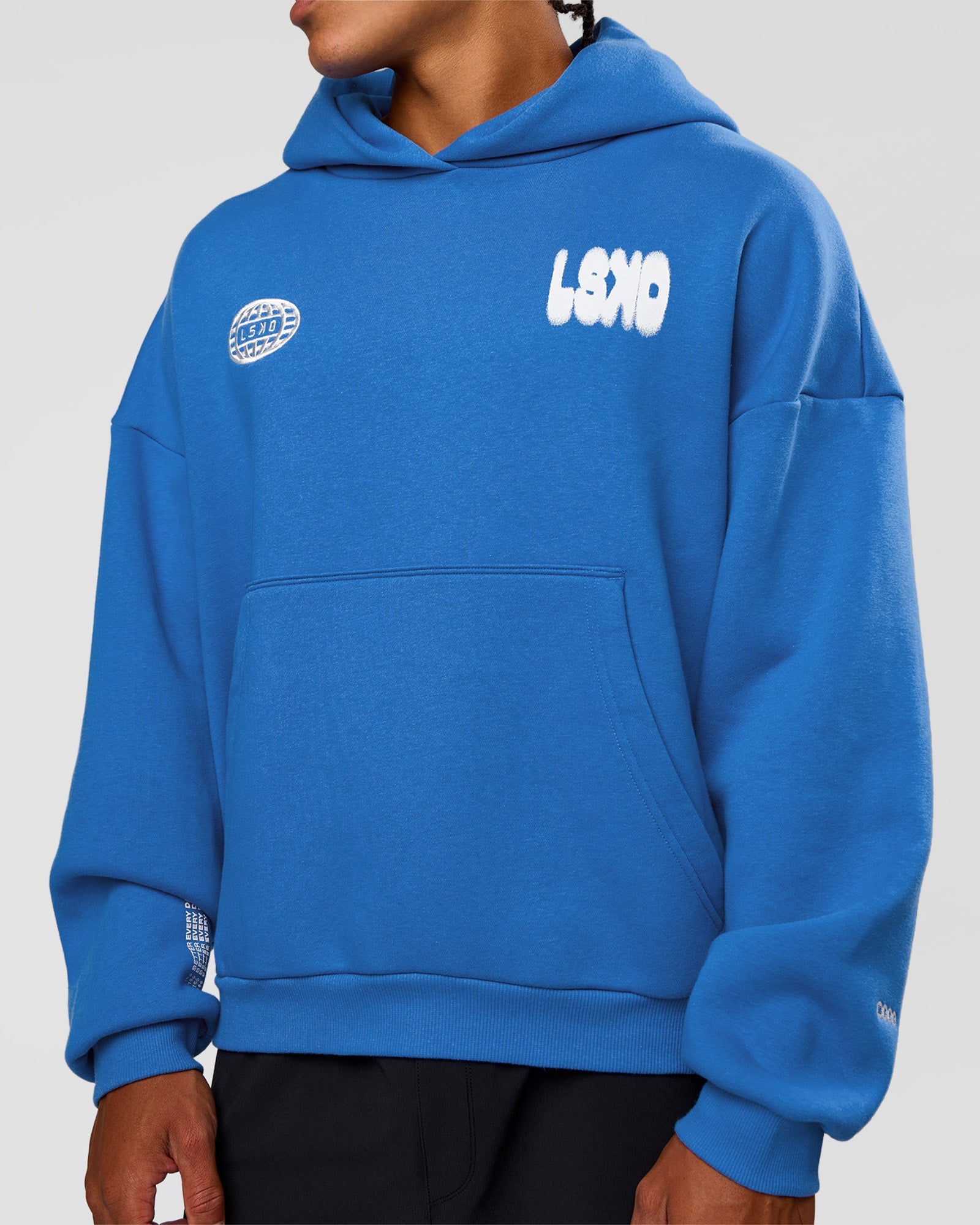 Static Grit Unisex Boxy Hoodie - Palace Blue-White | LSKD – LSKD US
