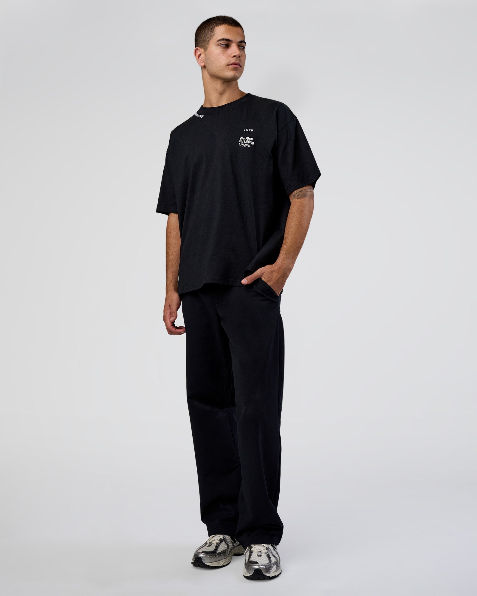 Sticker Heavyweight Oversized Tee - Black-White | LSKD – LSKD US