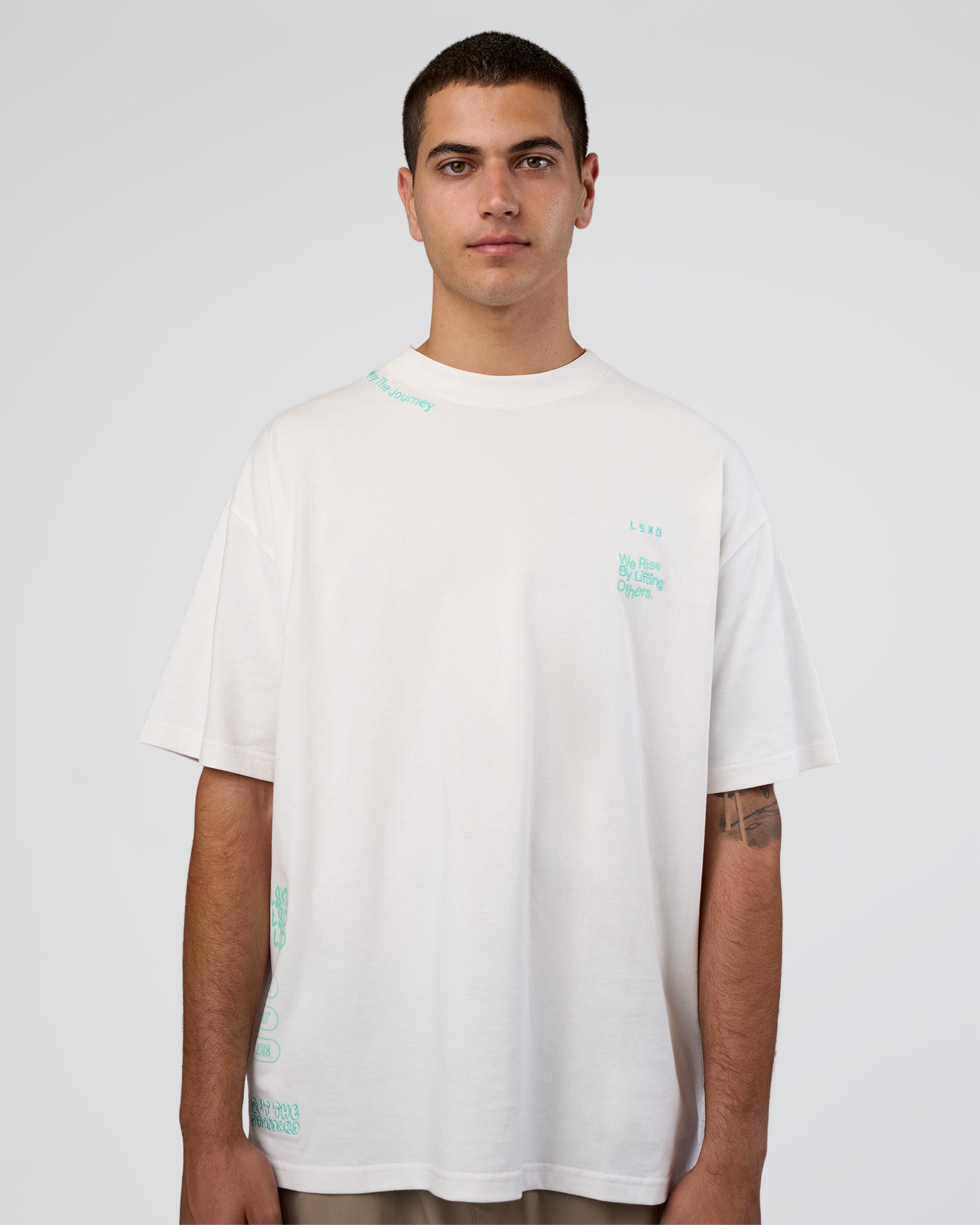 Sticker Heavyweight Oversized Tee - Off White-Jelly Mint | LSKD