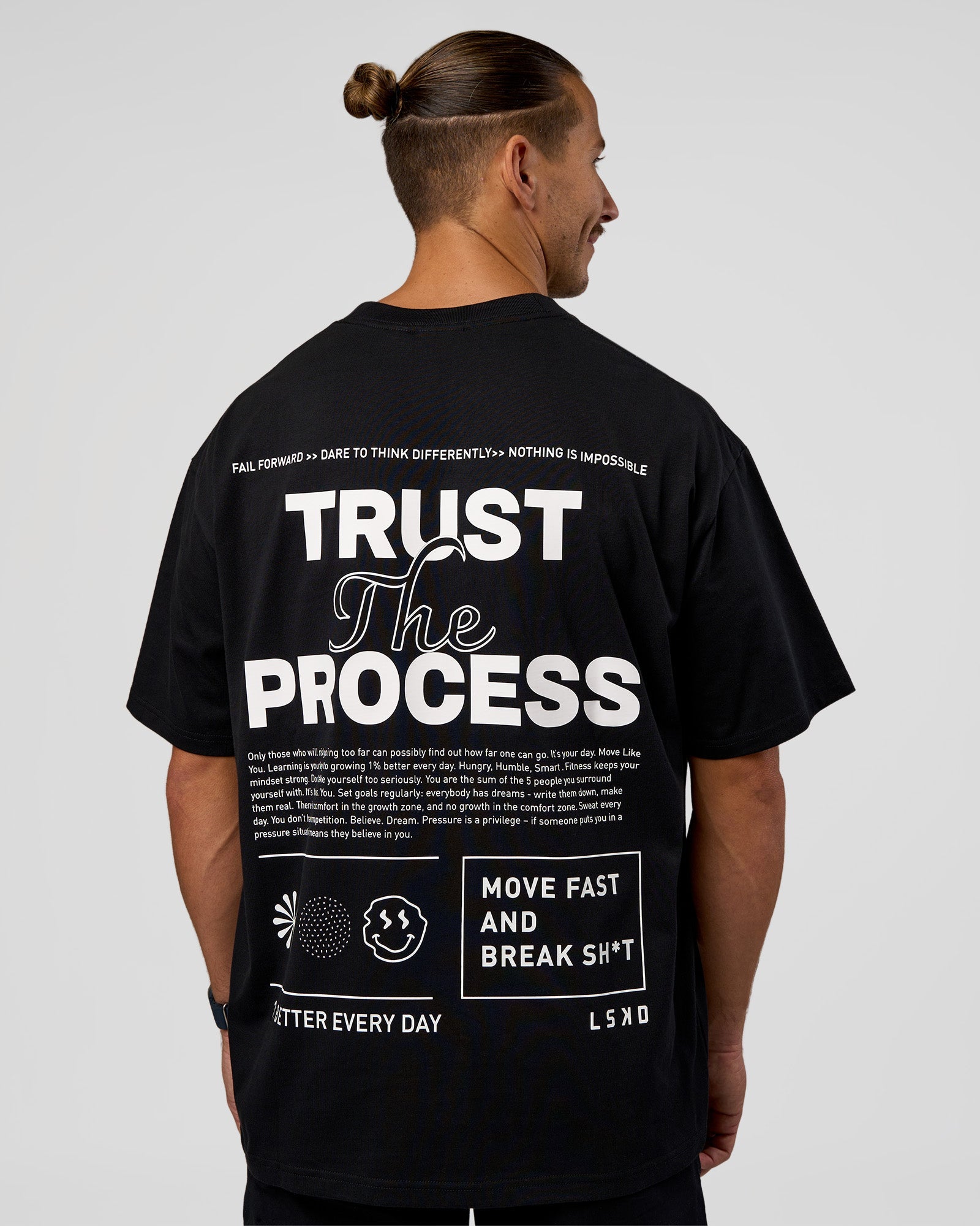 Trust The Process Heavyweight Unisex Oversized Tee - Black-White