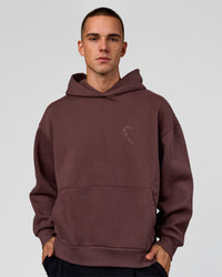 Man wearing Unisex Love The Process Oversize Hoodie - Cocoa Powder-Hot Chocolate | Model:Albert | Size:M