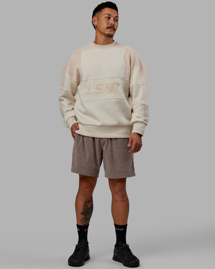 Man wearing Unisex Slam Sweater Oversize - Bone-Pumice Stone
