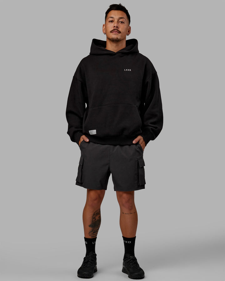 Man wearing Unisex VS6 Hoodie Oversize - Black-White