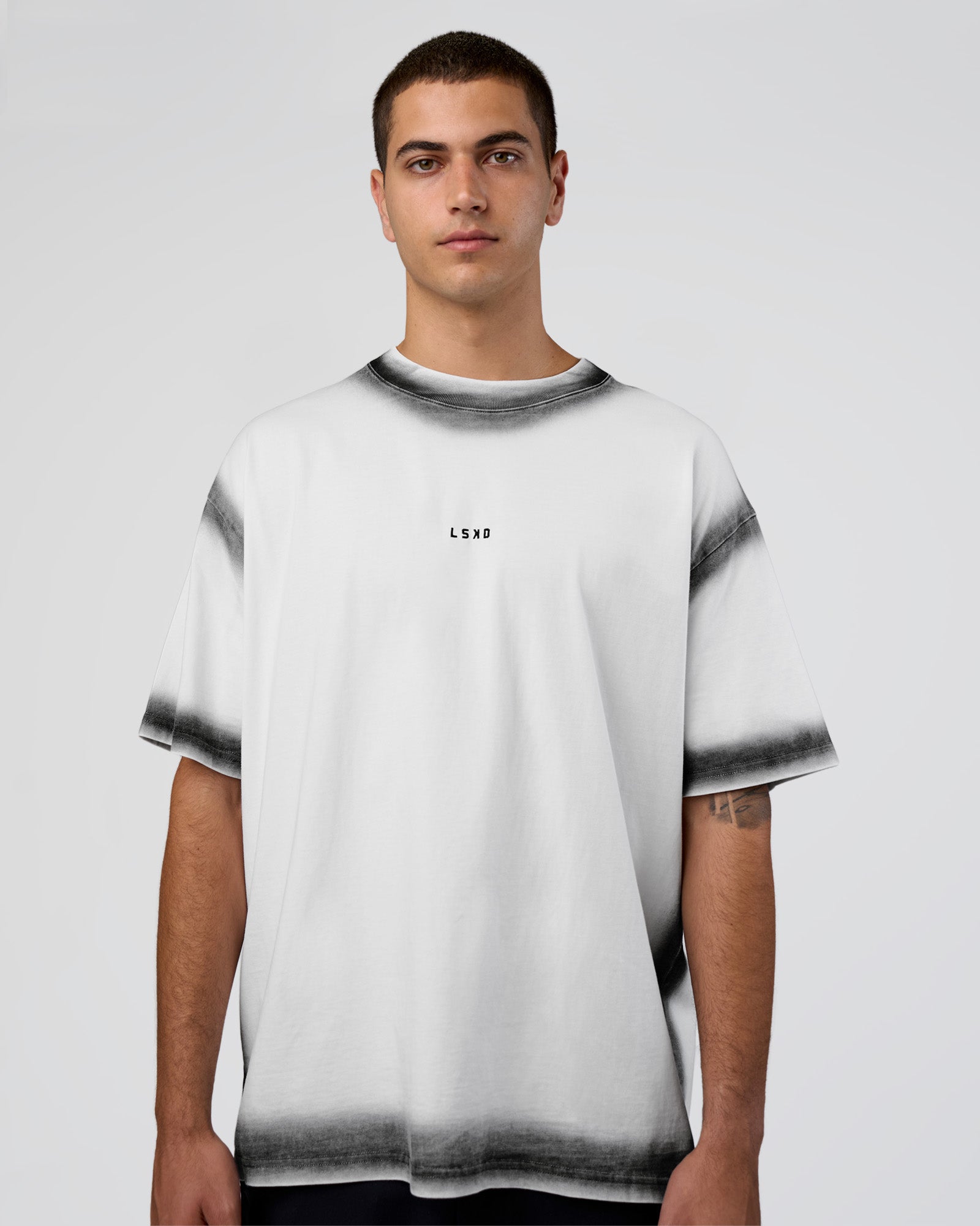 Urban Blur Heavyweight Unisex Oversized Tee - White-Black | LSKD