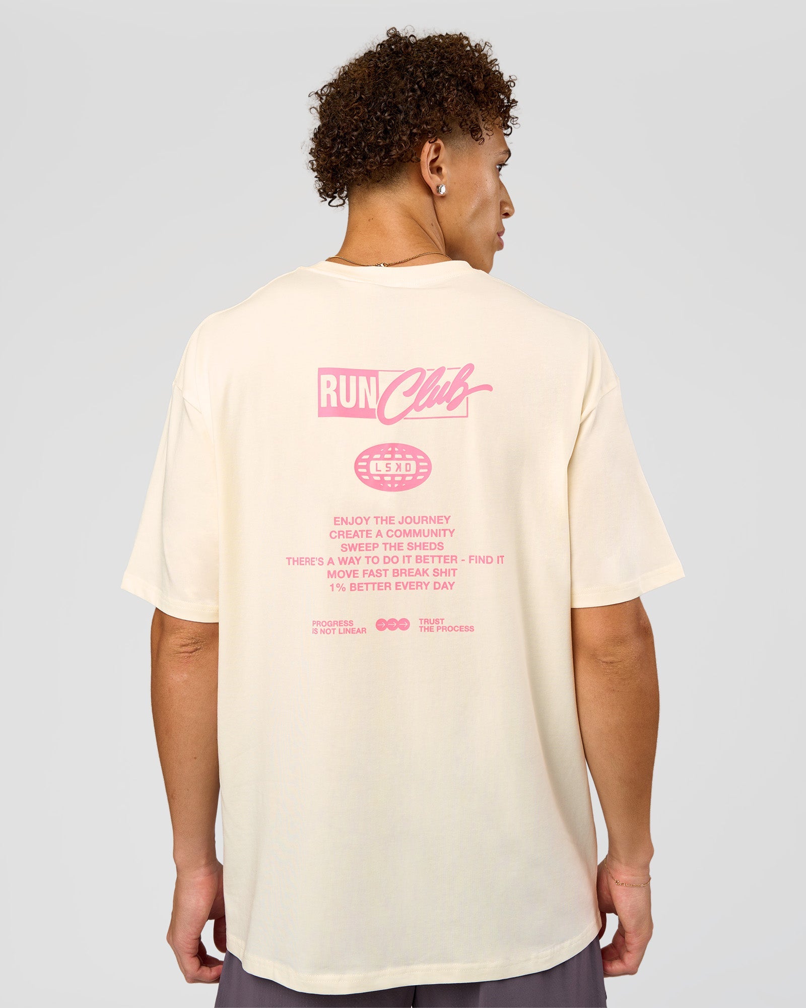 Values Run Club FLXCotton Tee - Off White-Candy Pink | LSKD – LSKD US
