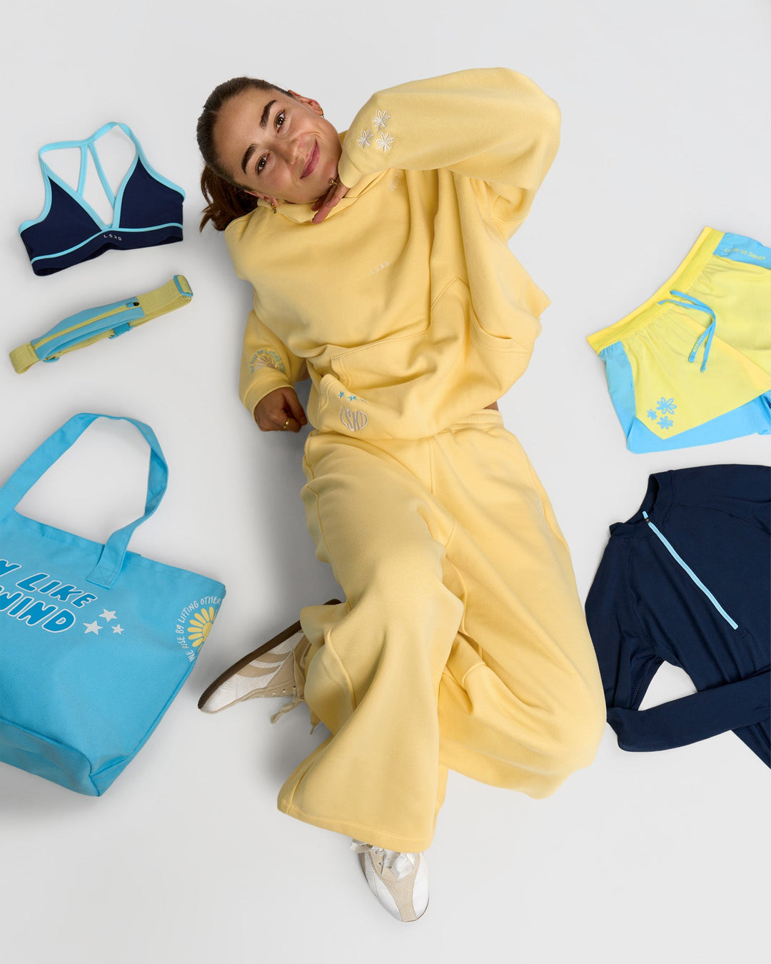 Woman wearing Zola Oversized Hoodie - Lemon | Model:Grace | Size:M
