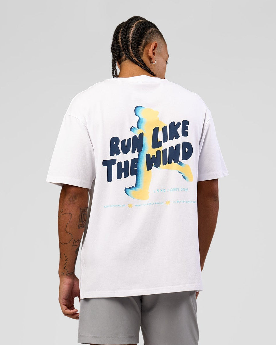 Run Like The Wind FLXCotton Oversized Tee - White-Future Navy