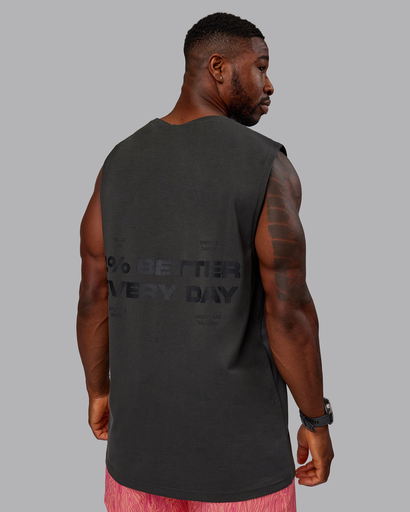 Man wearing 1% Better Value Series FLXCotton Tank - Pirate Black-Black