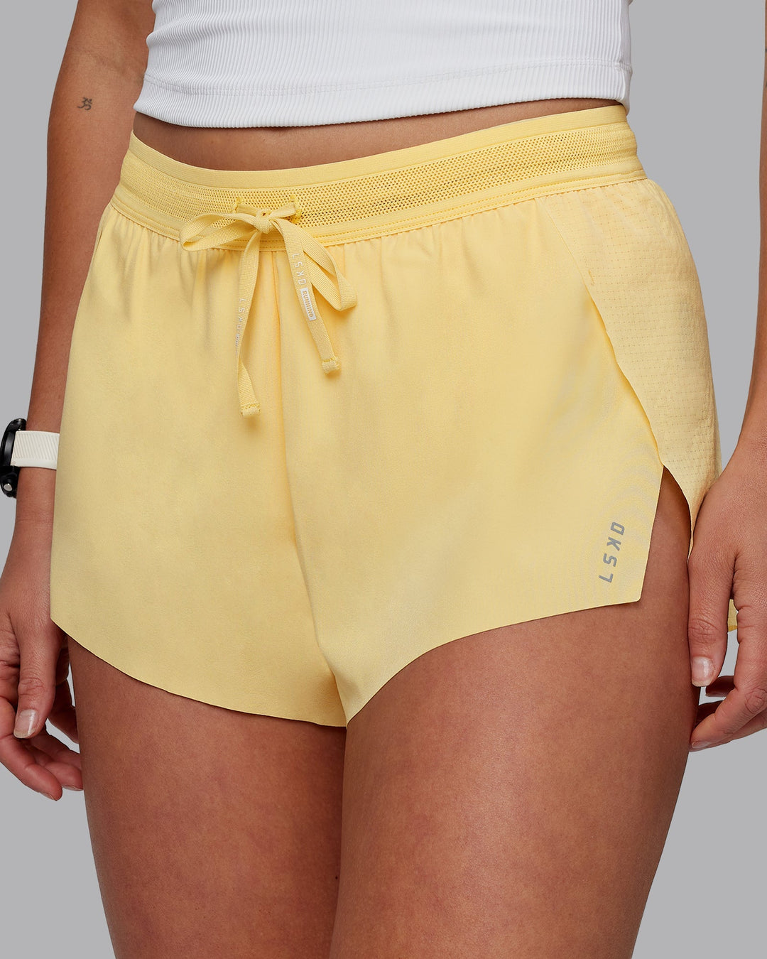 Woman wearing Accelerate 3&quot; Run Shorts - Sunflower