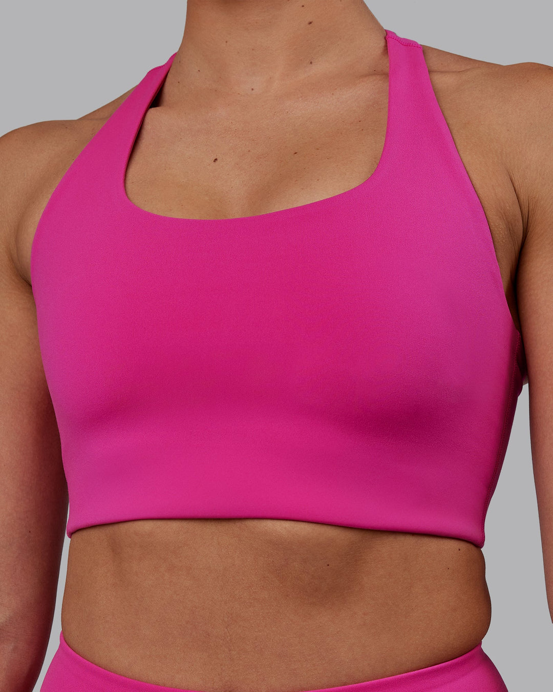 Woman wearing Ace Long Line Bra - Fuchsia Pink