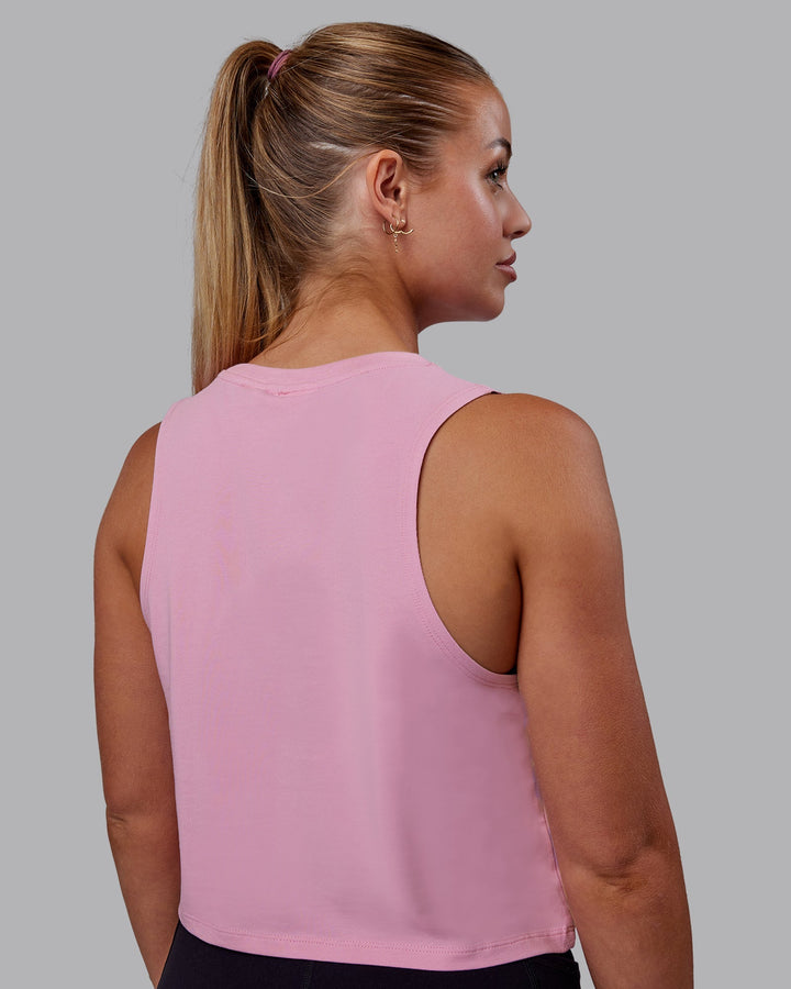 Woman wearing Agile FLXCotton Tank - Bubblegum-White
