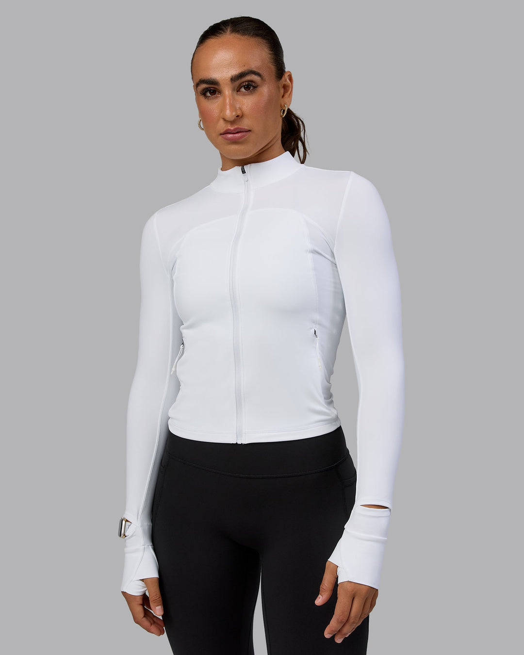 Woman wearing Aspire Jacket - White