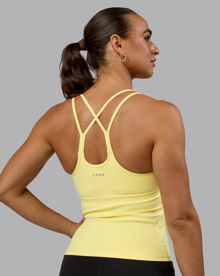 Woman wearing Balance Active Shelf Bra Tank - Lemon
