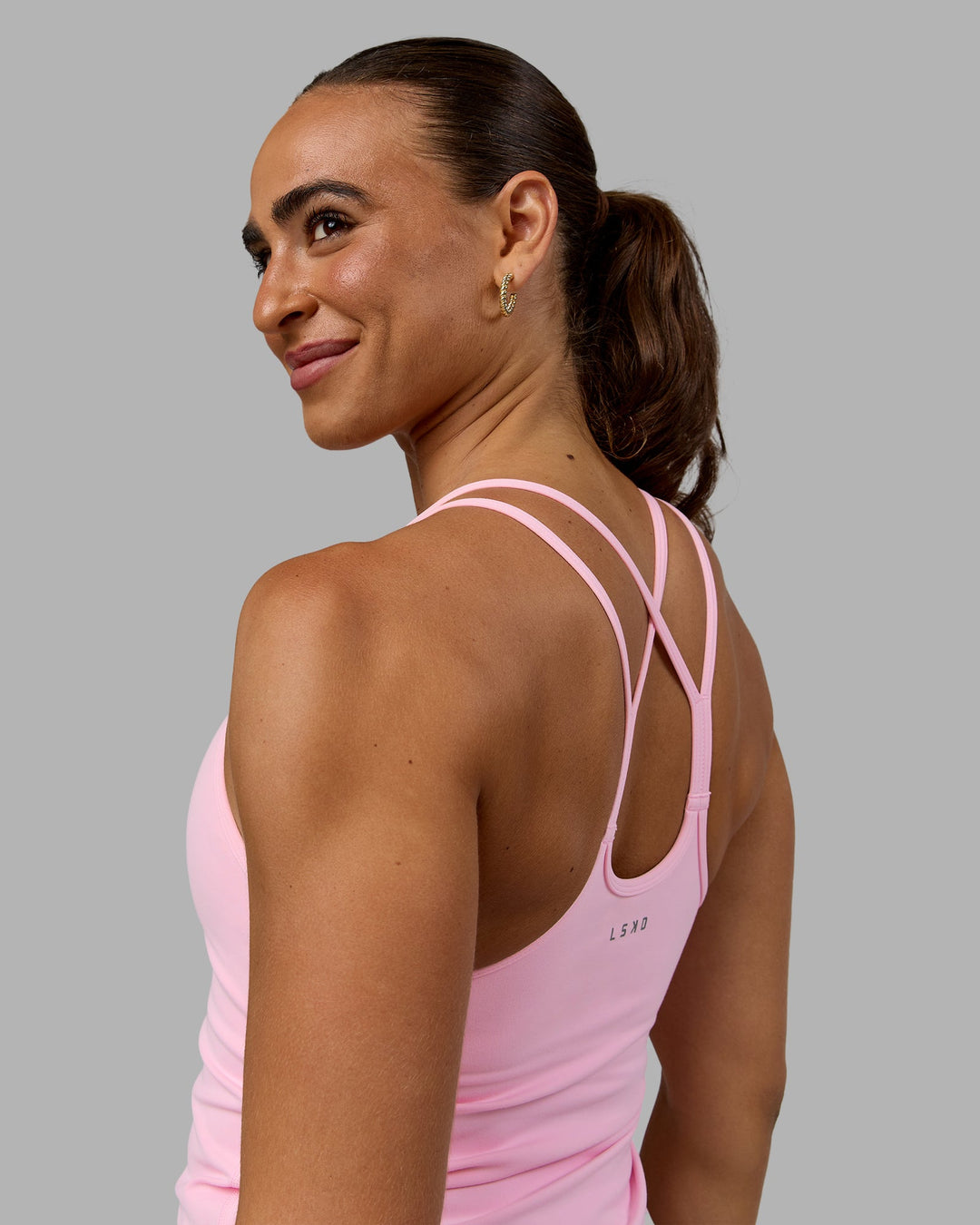 Woman wearing Balance Active Shelf Bra Tank - Pale Pink