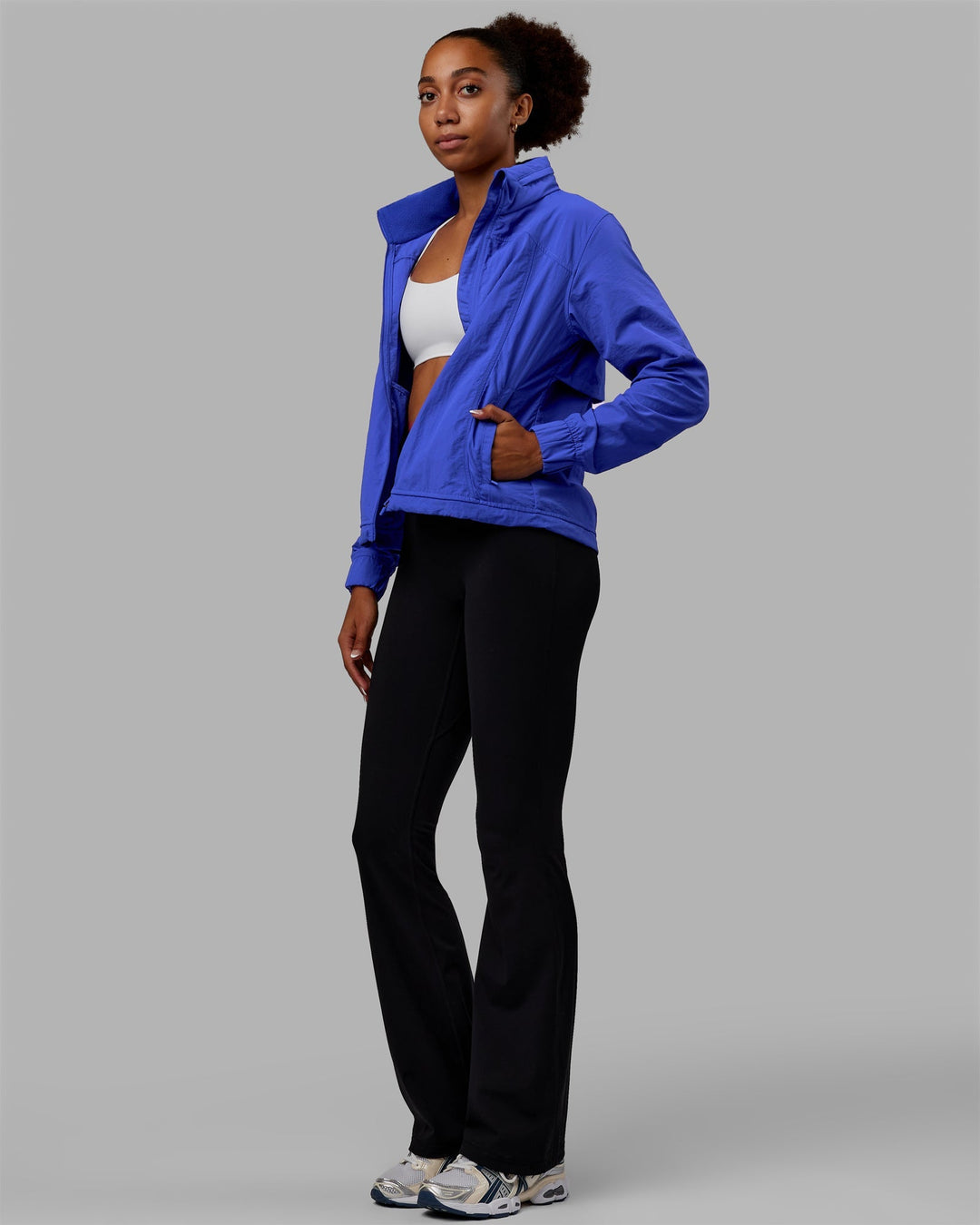 Woman wearing Barely There Jacket - Power Cobalt