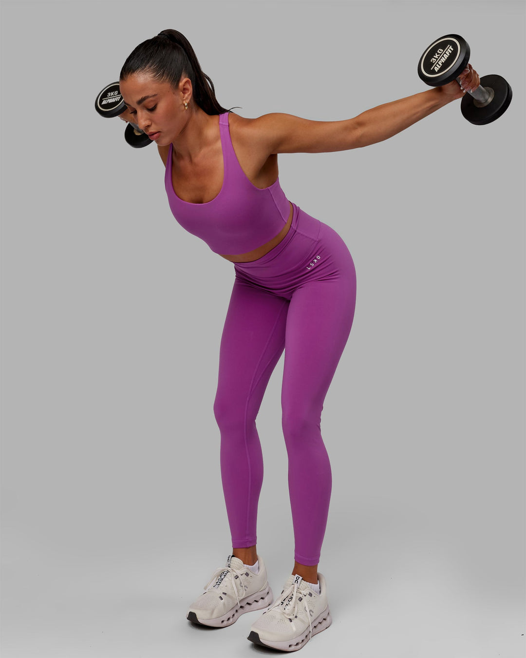 Woman wearing Base 2.0 Full Length Leggings - Hyper Violet