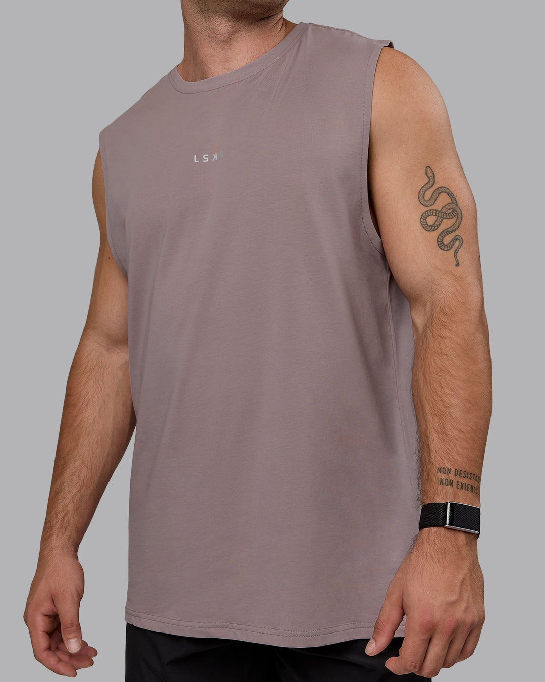 Man wearing Base FLXCotton Tank - Greyish Purple