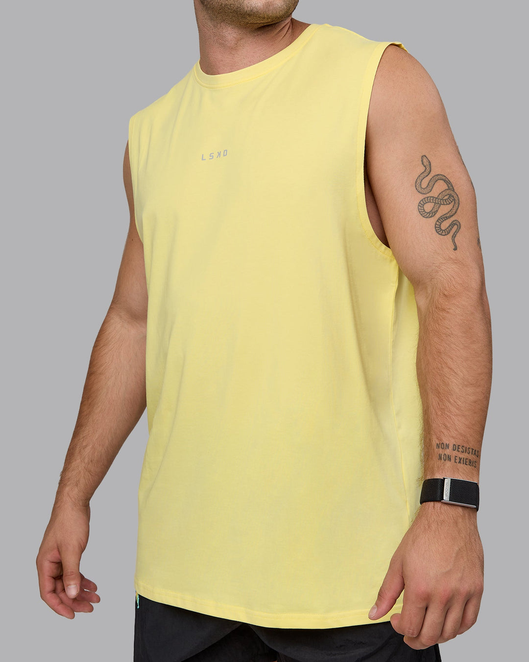 Man wearing Base FLXCotton Tank - Lemon