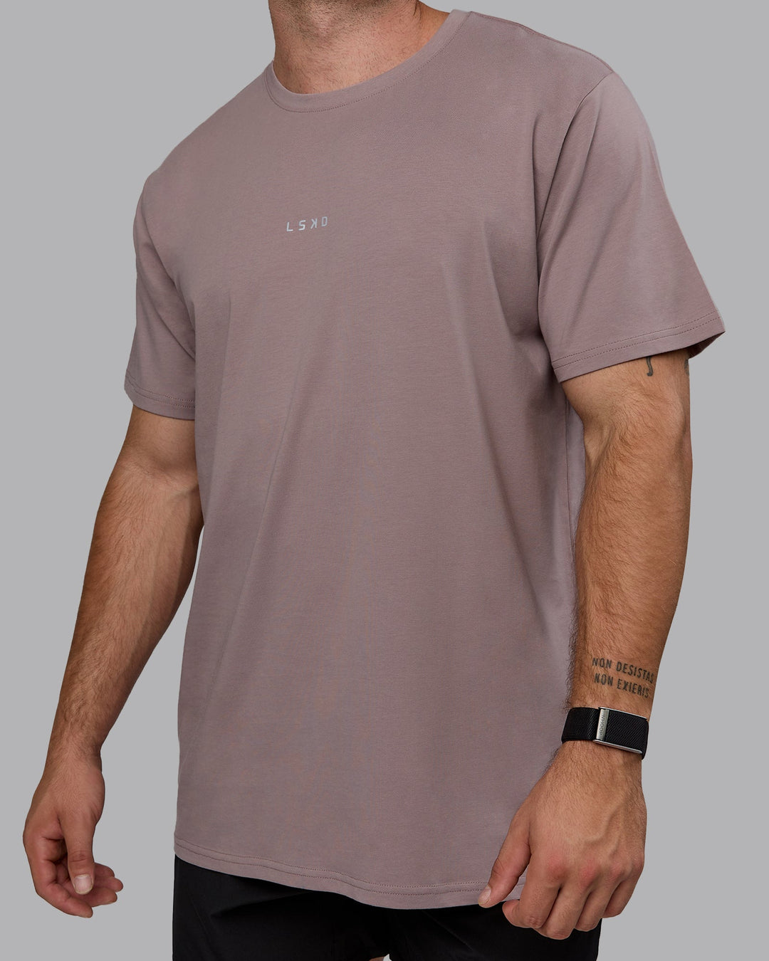 Man wearing Base FLXCotton Tee - Greyish Purple