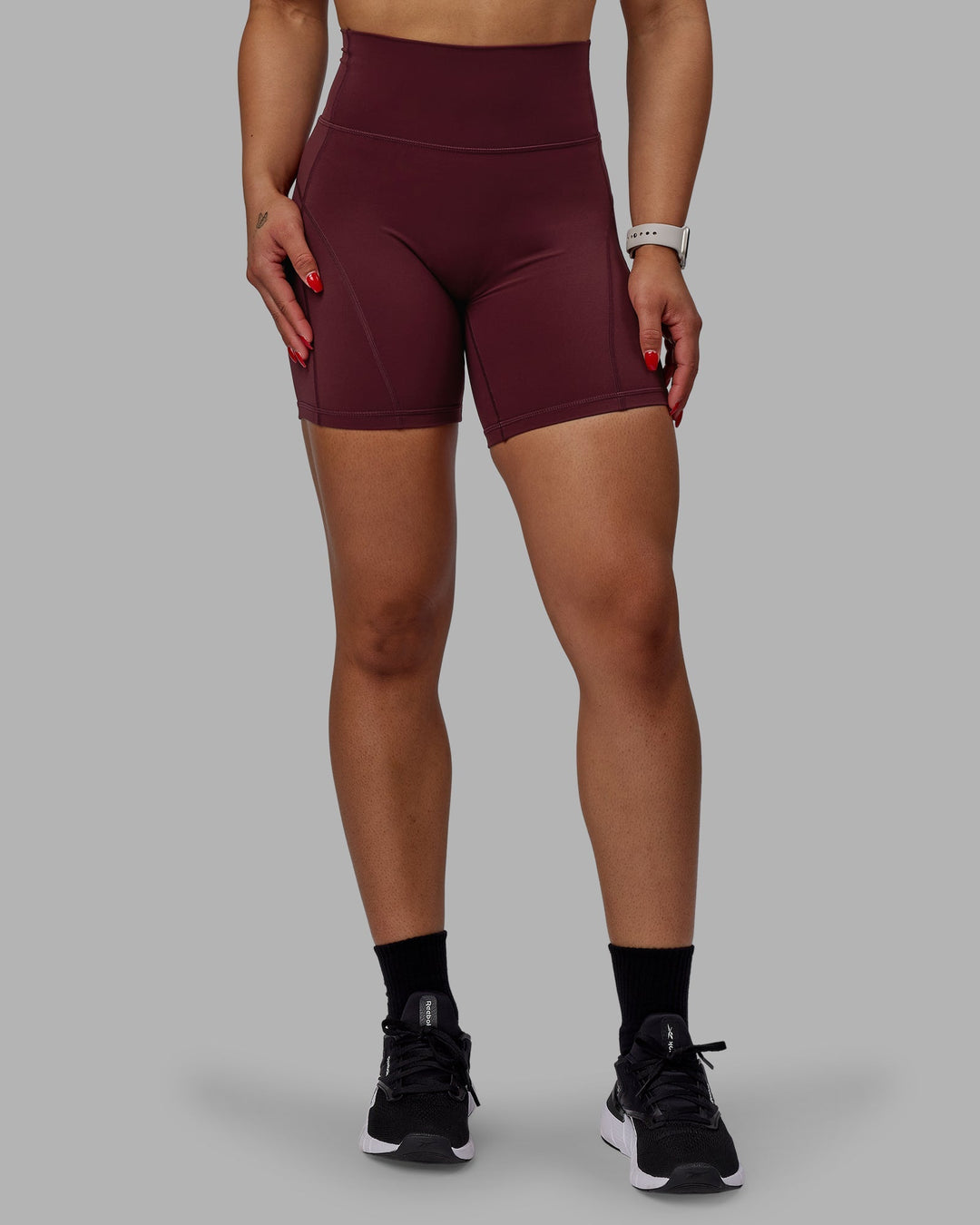 Woman wearing Bend Mid-Length Shorts - Dark Cherry