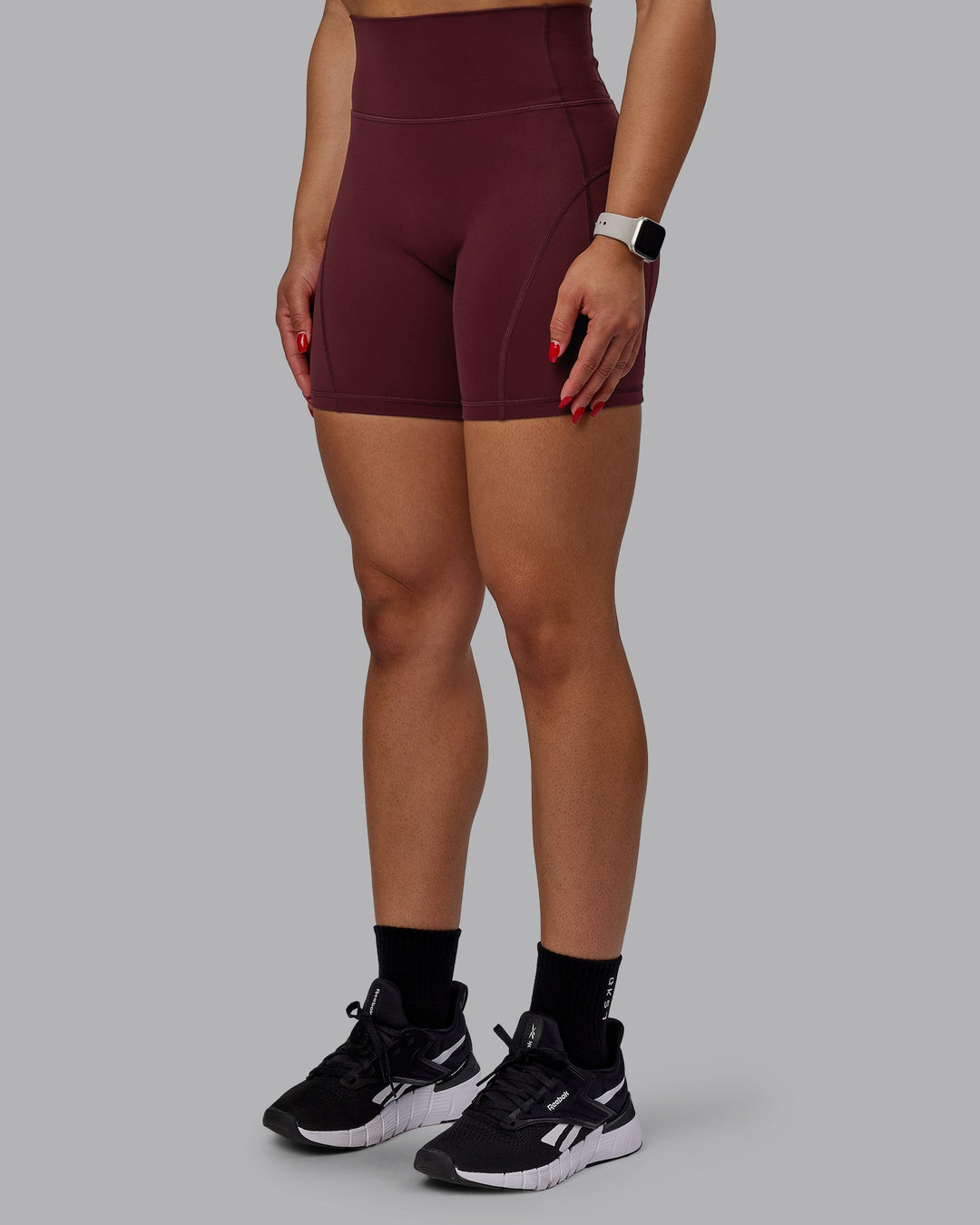 Woman wearing Bend Mid-Length Shorts - Dark Cherry