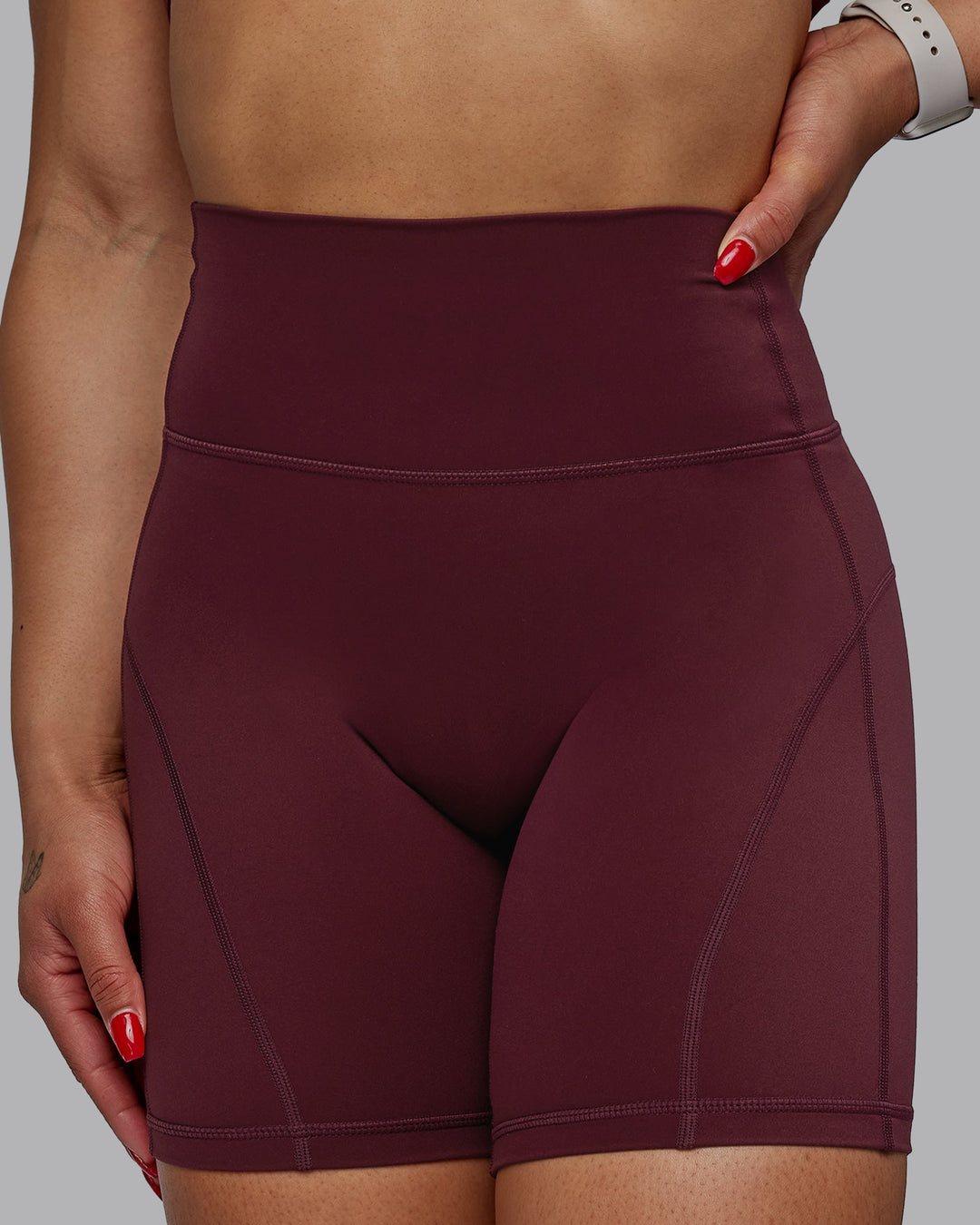 Woman wearing Bend Mid-Length Shorts - Dark Cherry