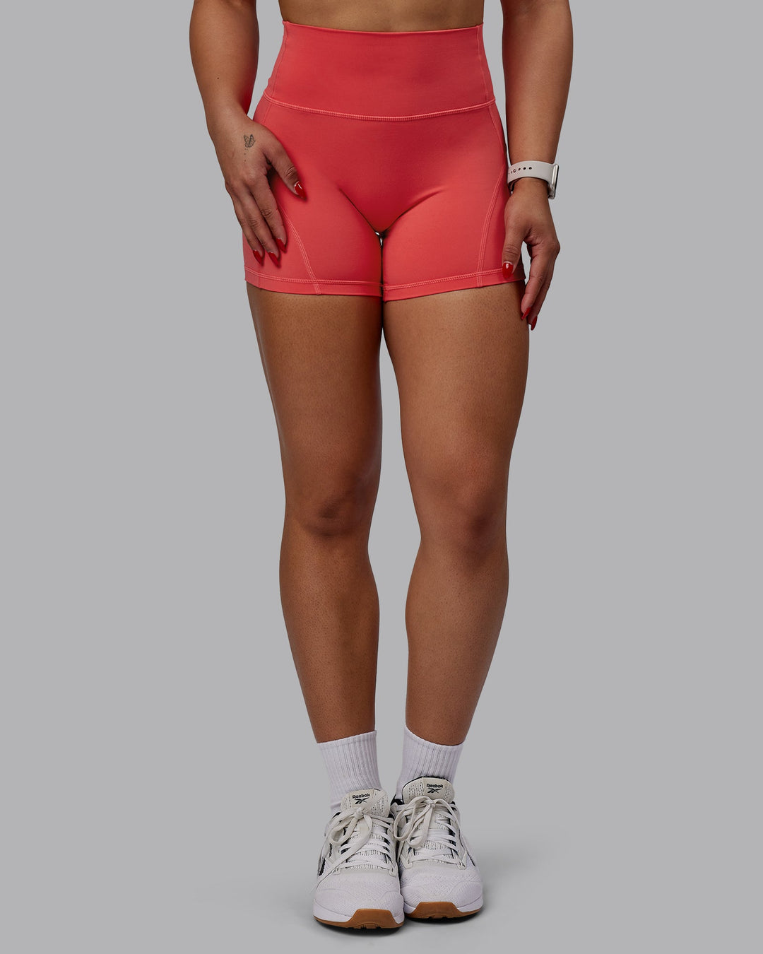 Woman wearing Bend X-Length Shorts - Cayenne