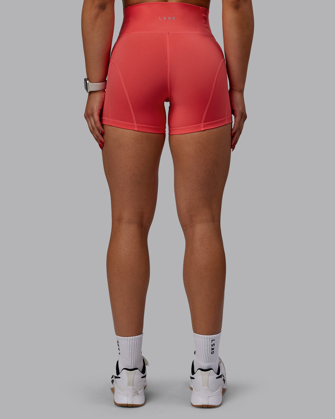 Woman wearing Bend X-Length Shorts - Cayenne