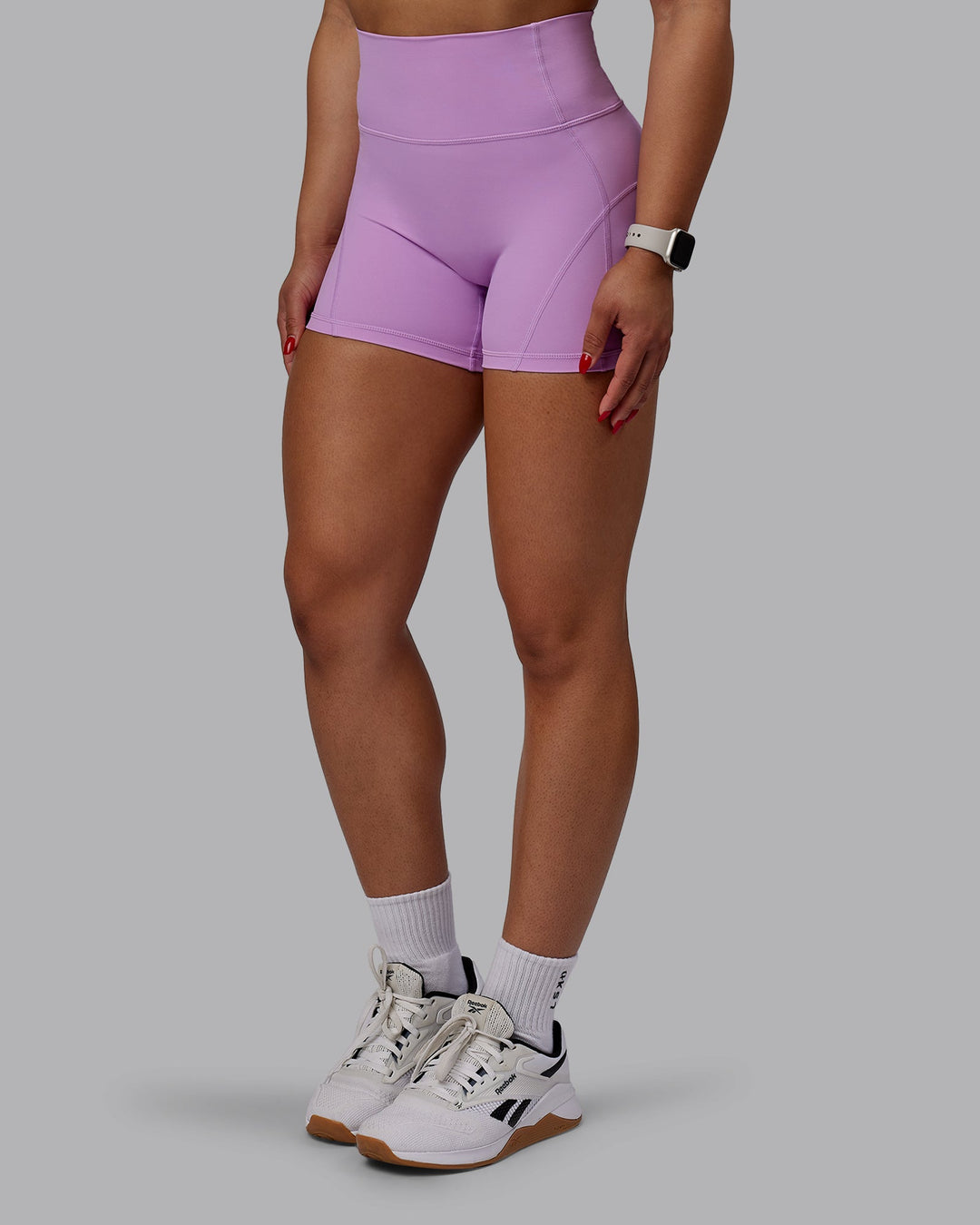 Woman wearing Bend X-Length Shorts - Light Violet