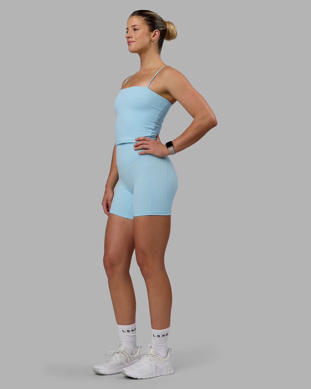 Woman wearing Blaze Mid-Length Shorts - Crystal Blue