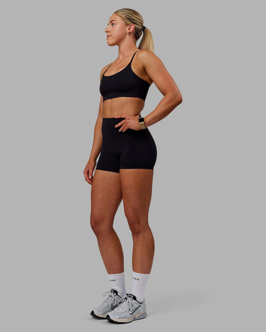 Woman wearing Bonded Sports Bra - Black