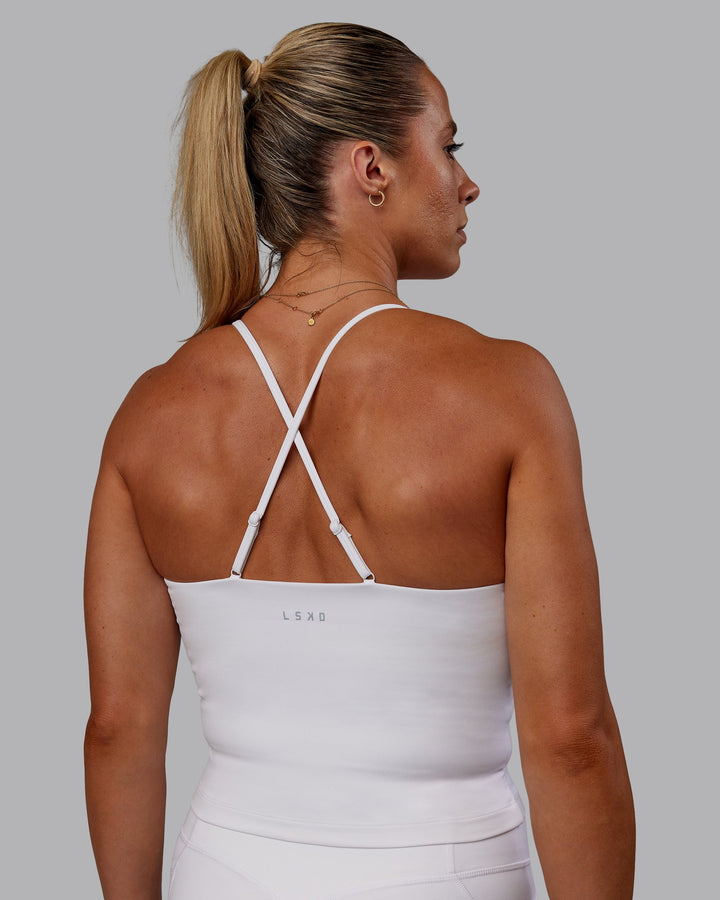 Woman wearing Bree Masters Form Shelf Bra Tank - White
