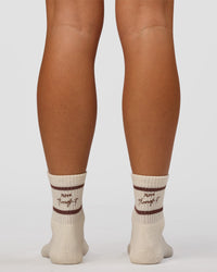 CF Move Through Quarter Socks - Ivory-Hot Chocolate