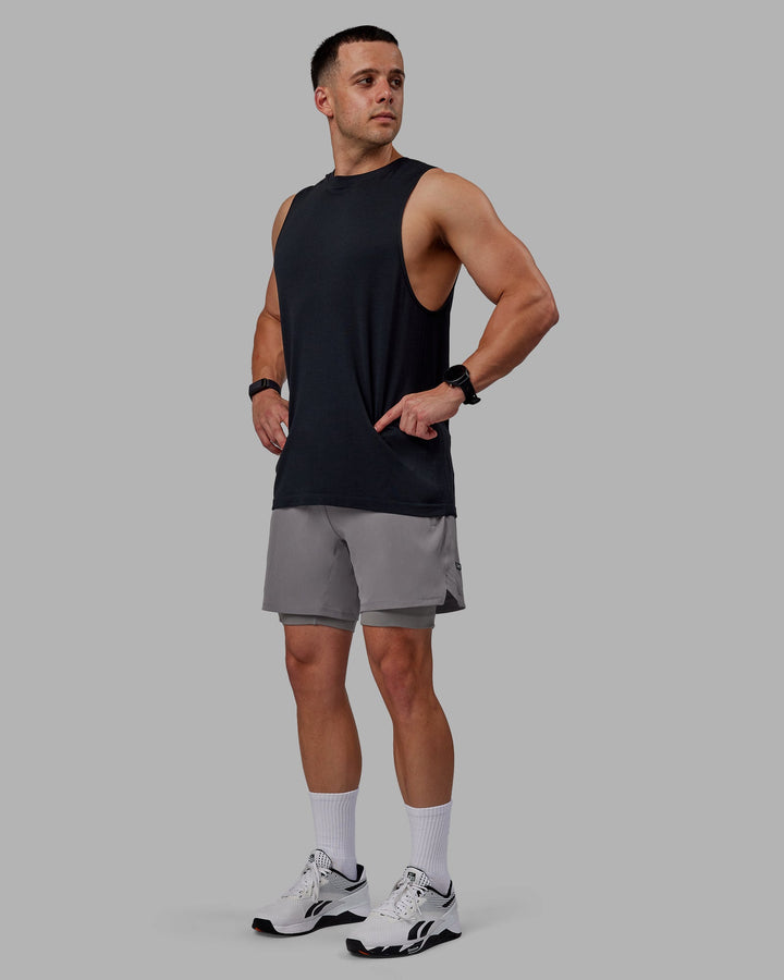 Man wearing Challenger 6&quot; Lined Performance Shorts - Storm Front
