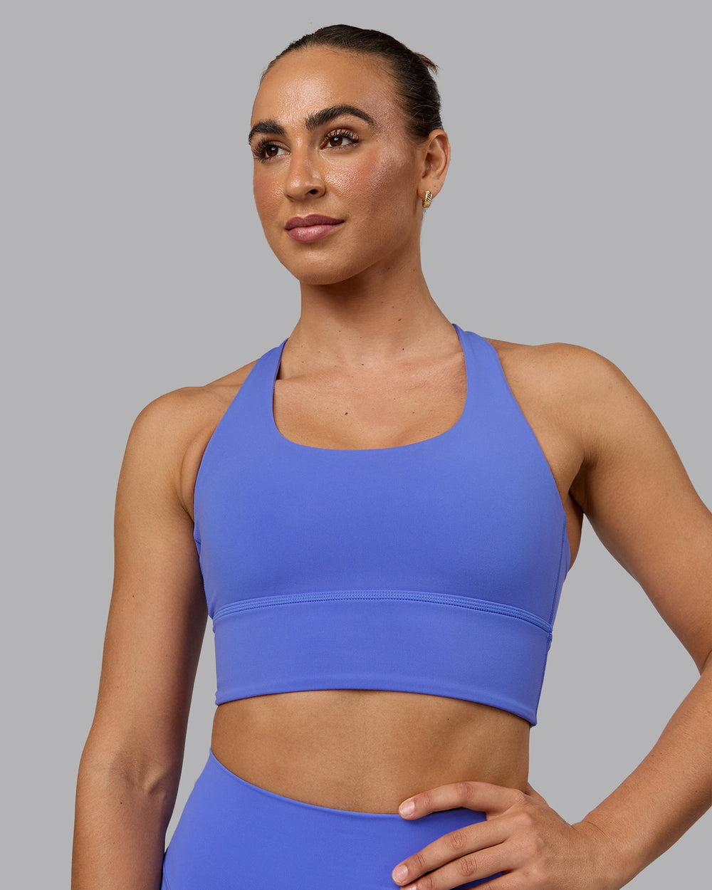 Woman wearing Circuit Sports Bra - Baja Blue