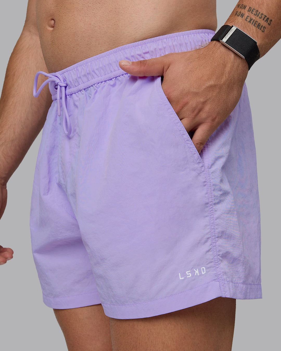 Man wearing Classic 5&quot; Shorts - Pastel Purple