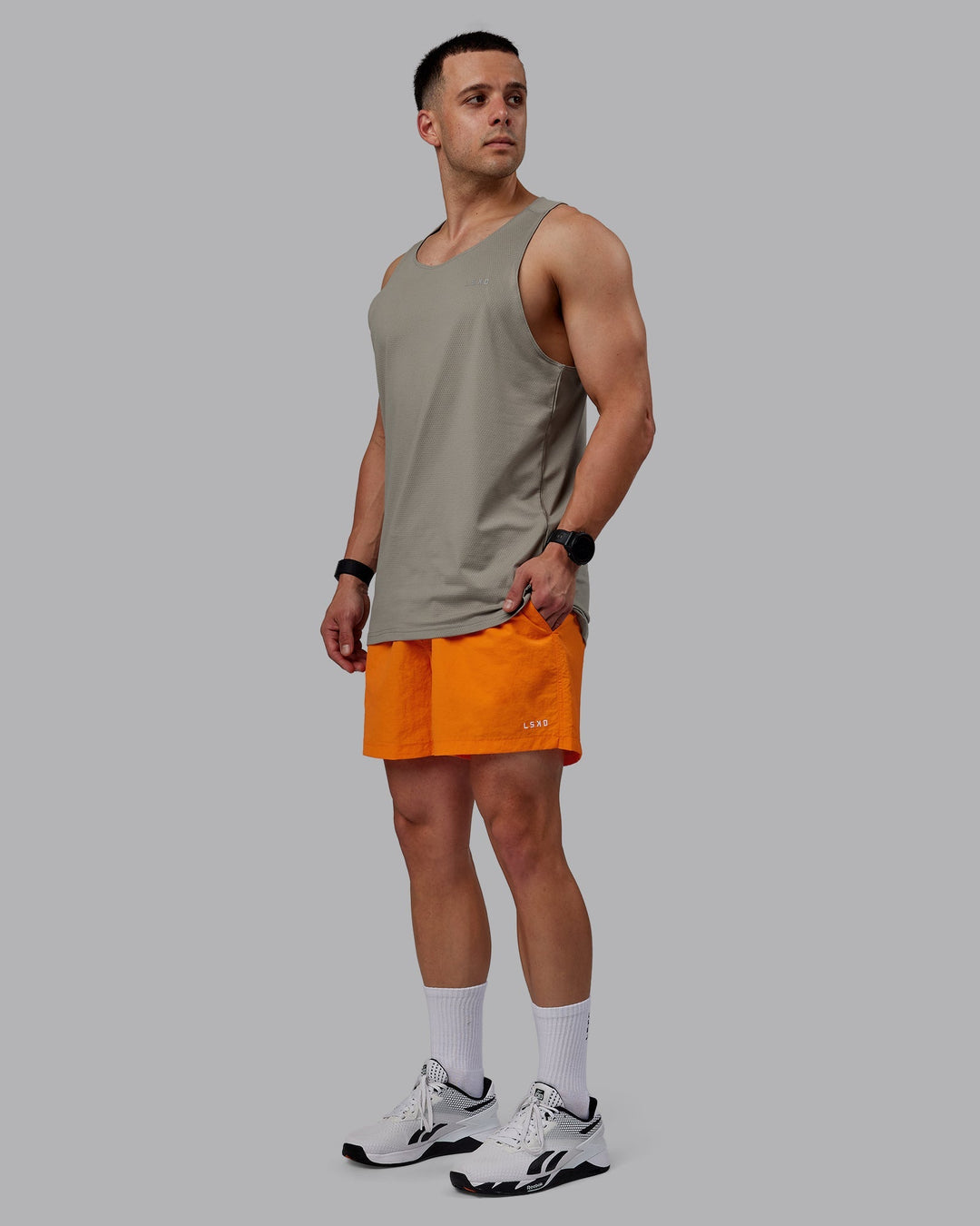 Man wearing Classic 5&quot; Shorts - Vibrant Orange