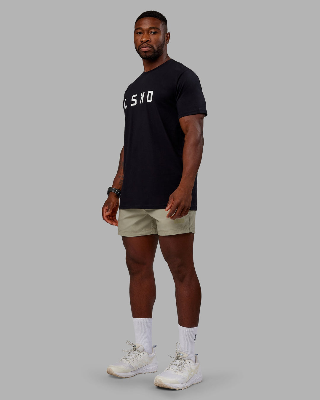 Man wearing Daily 5&quot; Shorts - Sustained Grey