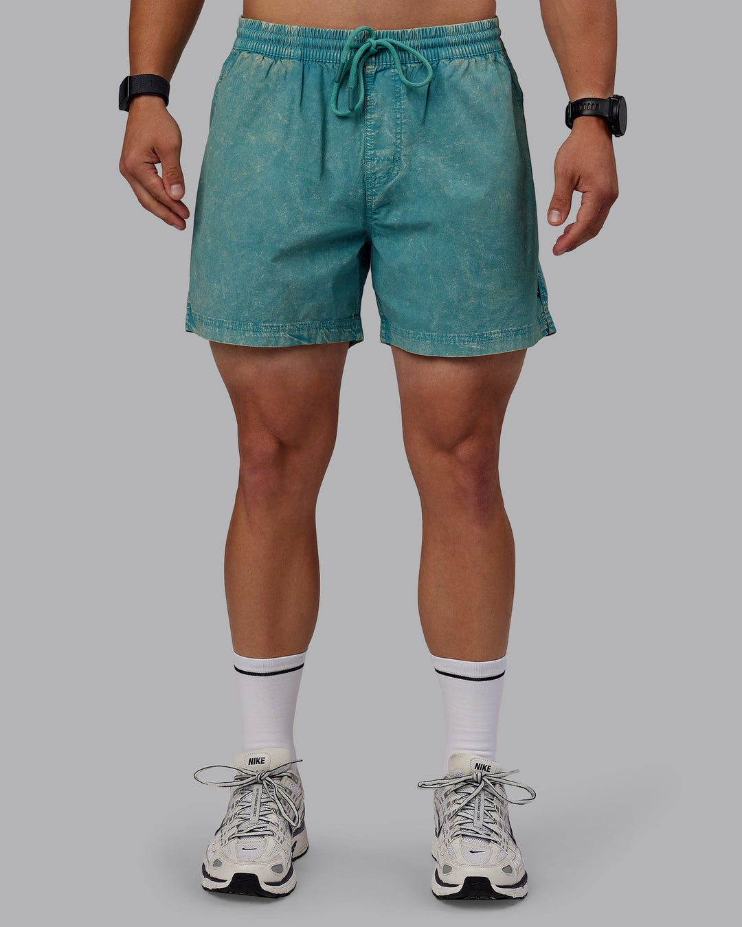 Man wearing Washed Daily 5&quot; Shorts - Sage Brush