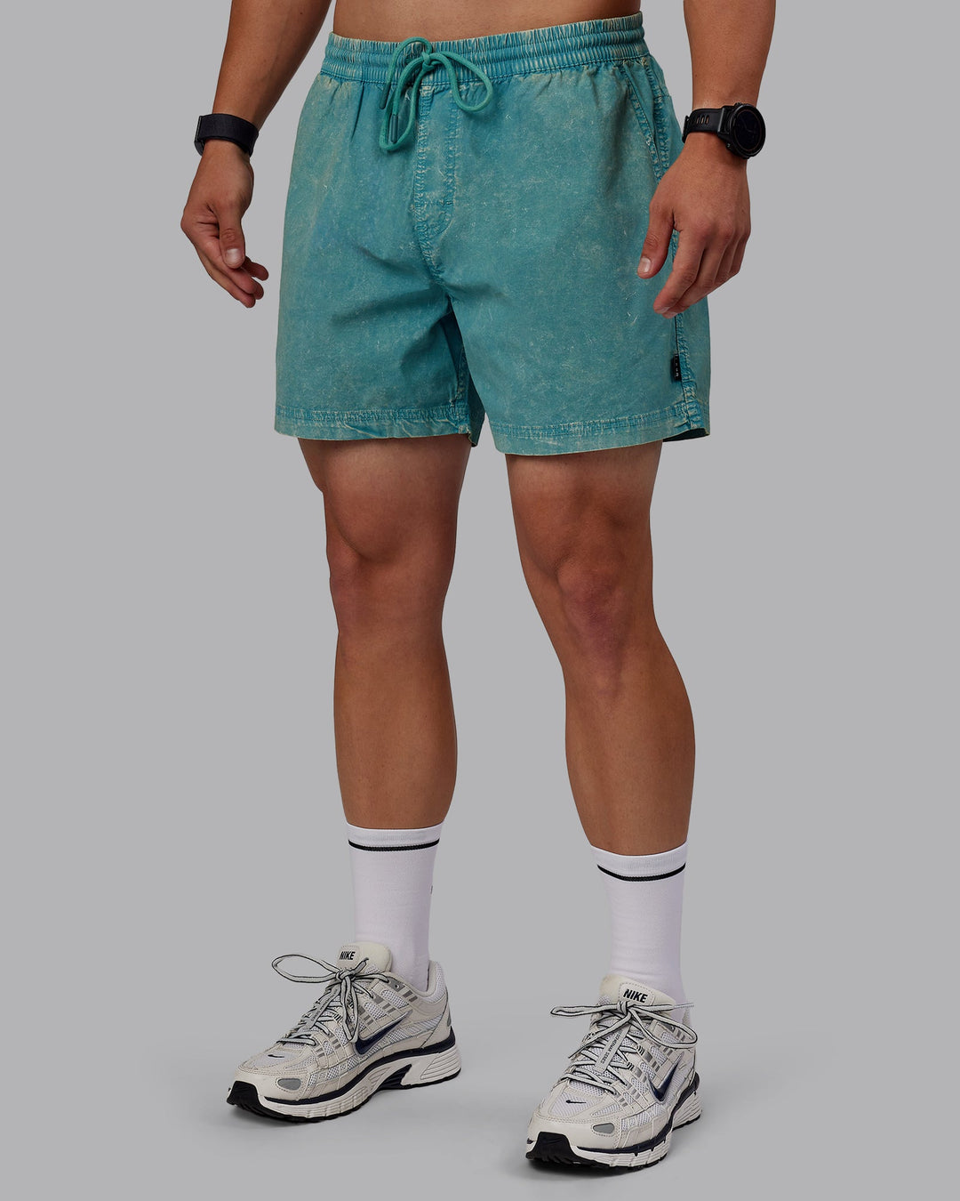 Man wearing Washed Daily 5&quot; Shorts - Sage Brush